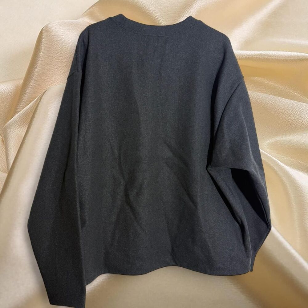 Uniqlo U Oversized Crewneck Sweatshirt Dark Grey Pocket NWT Size M Unisex - Picture 6 of 7